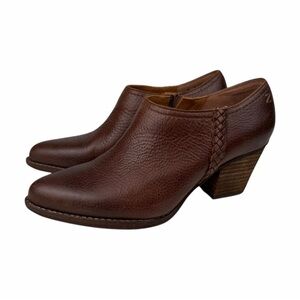 Zodiac Women’s Brown Leather Ava Shootie Braided Detail Side-Zip Bootie Sz 6.5M